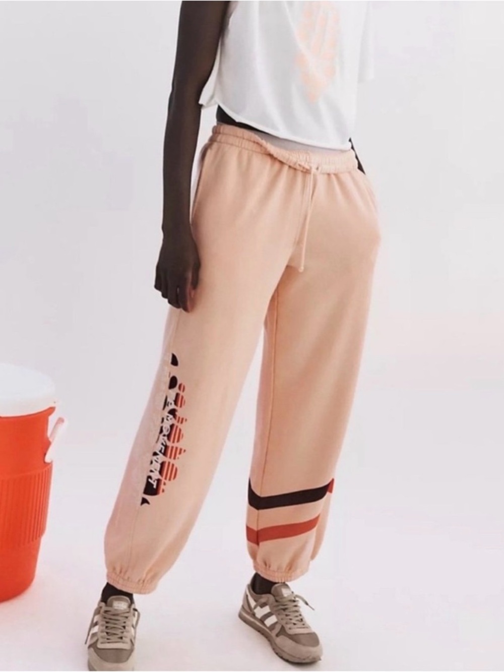 Free People All Star Logo Pants Pastel Peach M - NWT